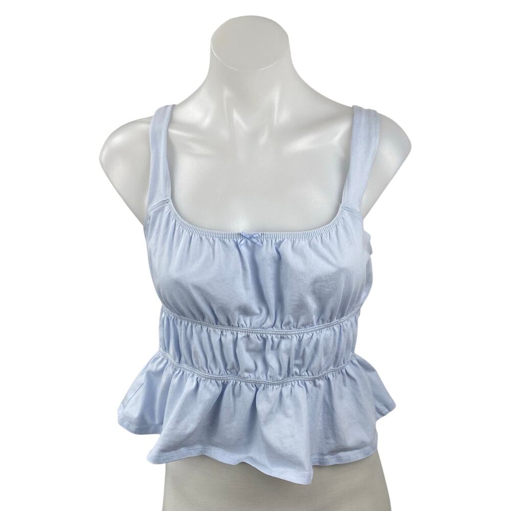 NEW Aritzia Sunday Best Marine Smocked Sleeveless Crop Babydoll Cami Tank Top S